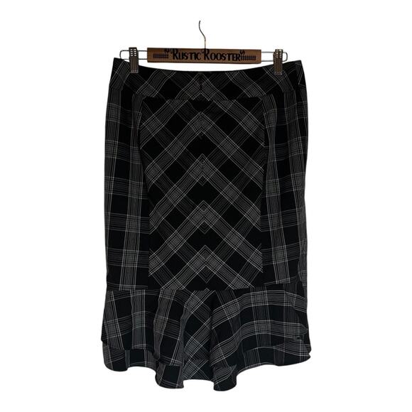Vtg Express Design Studio Women's Black White Plaid Pencil  90s Skirt 6 Medium - Picture 8 of 9